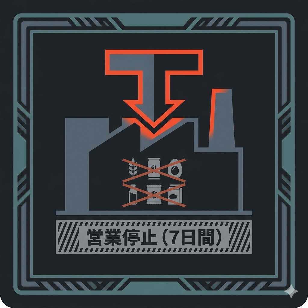 わかめフーズ営業停止（7日間）